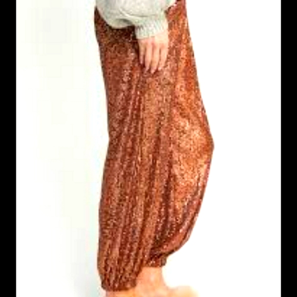 Free People Morelia Sequin Jogger Pants in Bronze - Picture 2 of 7